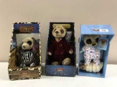 Three boxed Meerkat soft toys