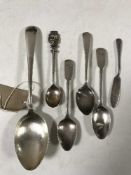 Six pieces of silver cutlery