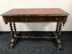 A Victorian mahogany leather topped side table