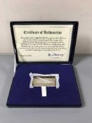 A sterling silver ingot, Inauguration of Concorde,