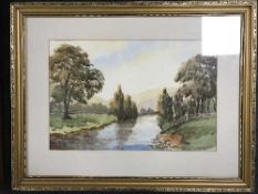 Two gilt framed G Sadler prints and a large framed canvas signed Reynolds