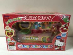 Three Hello Kitty Busy Kitchen play sets, boxed.