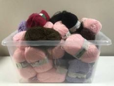 Two boxes of wool and vintage knitting patterns