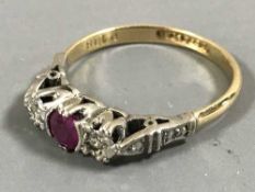 18 ct ruby and diamond ring 3 grams