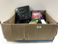 A box of Sega Mega Drive, PS 3, Nintendo Wii,