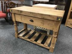 A reclaimed pine butcher's block