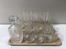 A tray containing assorted lead crystal drinking glasses,