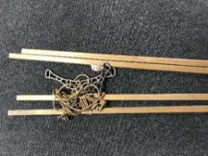 An early 20th century pully clothes airer and a bag of stair carpet clips