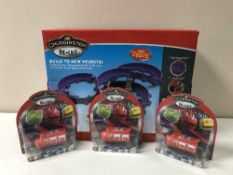 Five Chuggington die cast train sets and three boxes of Chuggington die cast trains