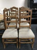 Ten high backed pine dining chairs