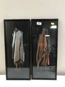 Two framed pastel pictures - figures in African dress