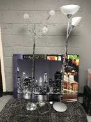 Two floor lamps, a rug,