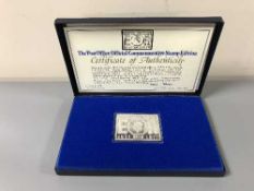 A sterling silver ingot, The Queen's Silver Jubilee,
