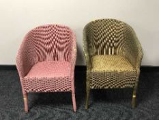 Two Lloyd Loom basket chairs