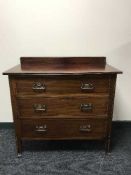 A late Victorian inlaid mahogany three drawer chest