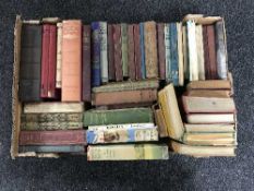 Two boxes containing 20th century novels, maps, Royal Family ephemera,