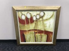 Two contemporary gilt framed pictures - flowers