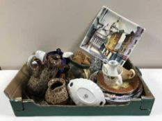 Two boxes containing assorted tea china, dinner ware, glass ware,