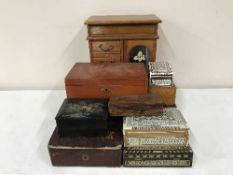 A tray of jewellery cabinet and a quantity of trinket and table boxes