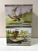 Five Schleich stands, all boxed.