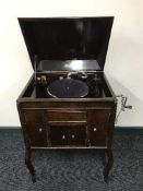 A mahogany cased Peerless gramophone