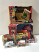 Two Chuggington travel board games, Two Chuggington wooden railway bridges,
