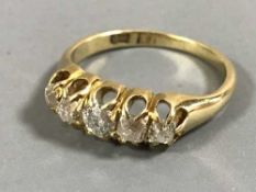 Antique 18ct five stone old cut diamond ring, approximately .8ct 3.