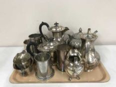 A tray of 20th century plated tea services,