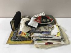 Assorted ladies purses, knitting patterns, picture frames,