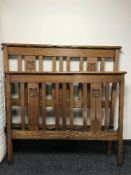 Set of oak Arts & Crafts rail bed ends