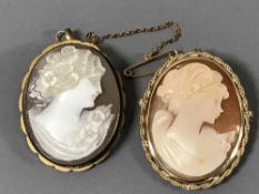 A 9ct gold mounted cameo brooch and another cameo brooch