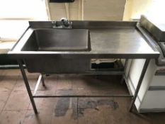 A stainless steel sink with drainer