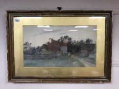 Caroline (Paterson) Sharpe : A Sussex Homestead, watercolour, signed, 32 cm x 56 cm,