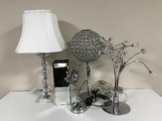 A contemporary metal floor lamp,