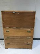 A mahogany brass bound campaign style bureau