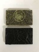 Two Chinese carved soapstone ink stones