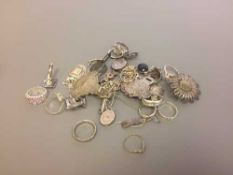 A 9ct gold ring, together with a collection of sterling silver dress rings,