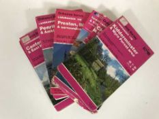 A box of ordnance survey maps, framed map of North Shields & Tynemouth,