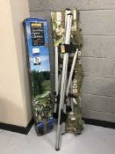 A set of Exodus roof bars with keys and a boxed Halfords cycle carrier