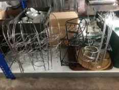 A quantity of stainless steel afternoon tea stands, stainless steel ware,