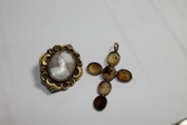 A William IV cameo mourning brooch,