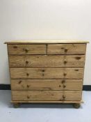 A pine six drawer chest
