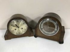 Two oak cased mantel clocks