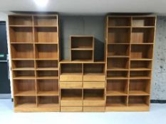 A five piece contemporary modular bookcase