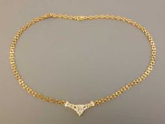 Fine quality 18ct necklace set with round baguette and marquise diamonds, approximately 1.8ct.