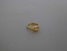 18ct antique signet ring set with old cut diamond, approximately .5 carat 4.