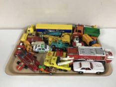 A tray of play worn die cast vehicles and planes inc.