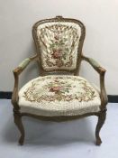 A continental armchair in tapestry covering
