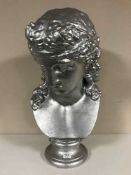 A large silvered classical style bust