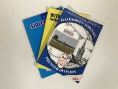 Six file boxes and a box of assorted football programmes